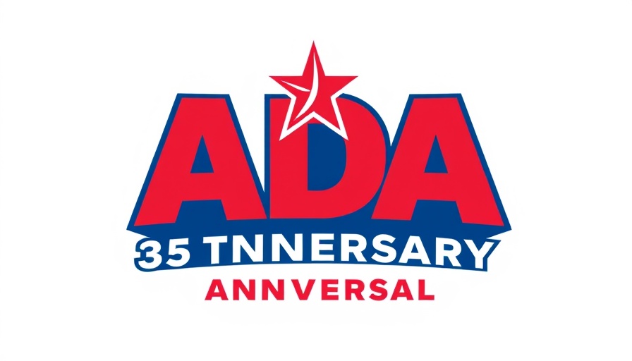 ADA 35th anniversary logo with July 26, 2025 date, highlighting ADA compliance.
