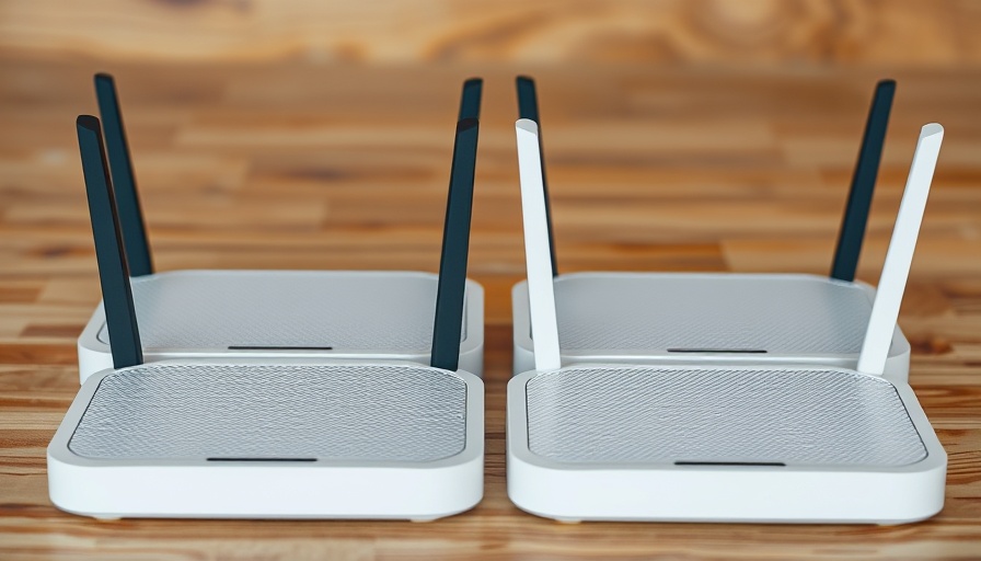 Sleek modern mesh WiFi routers for smart home setup.