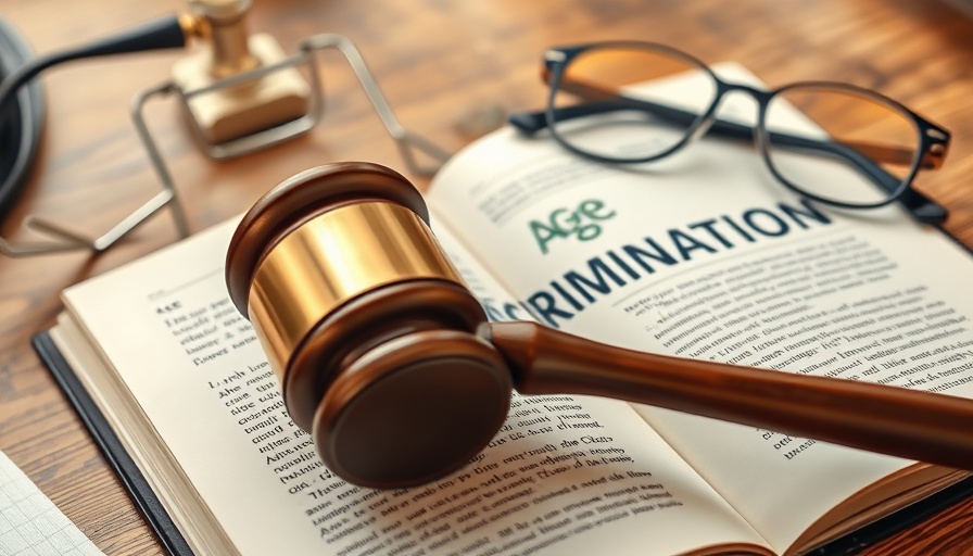 Close-up gavel and 'AGE DISCRIMINATION' book, legal context.