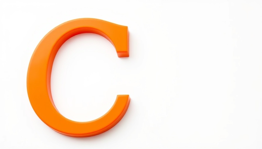 Vibrant orange C minimalistic design.