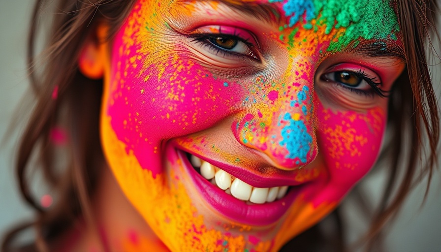 Colorful face with Holi powders, Ethnic & Cultural Inclusion vibe