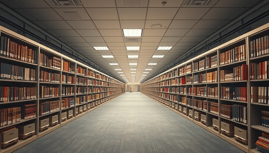 Genealogy resources in Omaha archive room, spacious interior.