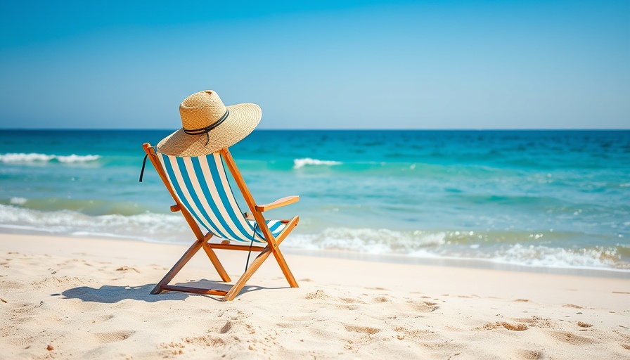 Beach chair and hat highlighting contrast with sacrificing retirement for education.