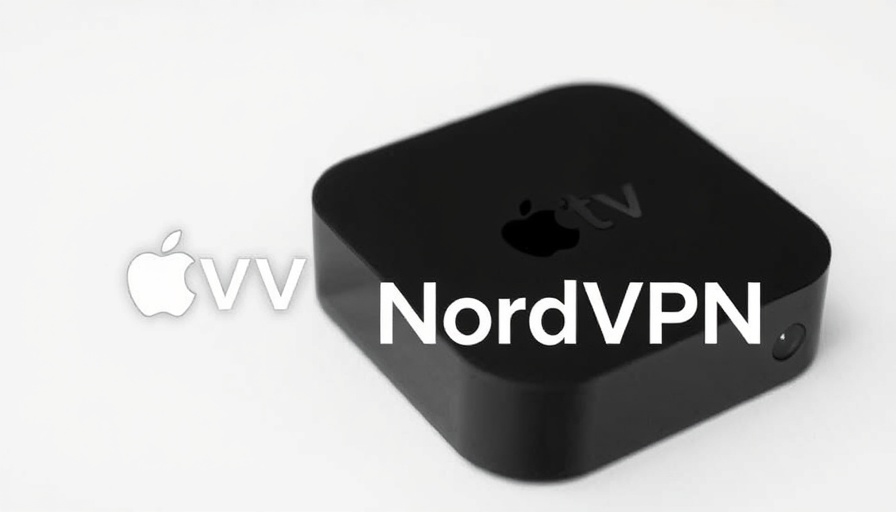 Apple TV and NordVPN logo on black background.