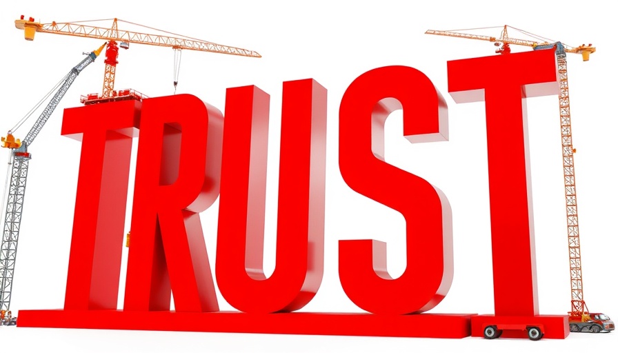 Cranes constructing the word TRUST, symbolizing trust in leadership and HR.