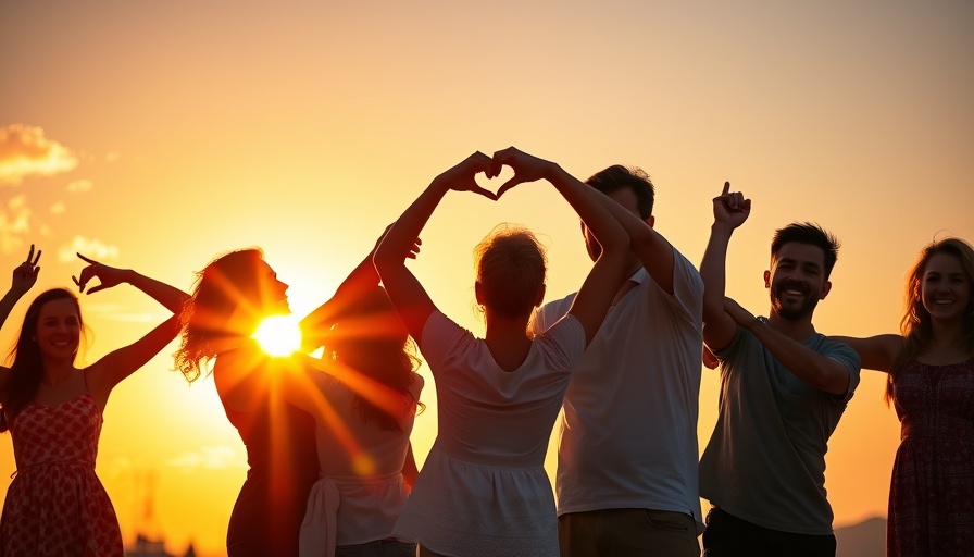 Family making heart shapes with hands at sunset for things to do in Omaha with kids.