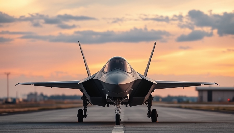 Lockheed Martin F-35 on a runway during dusk
