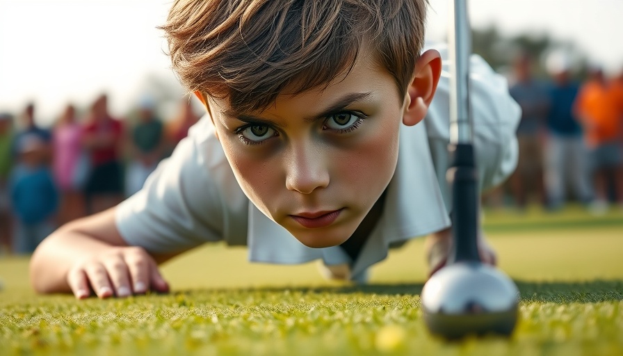 Focused golfer at LPGA Tour debut preparing for a putt