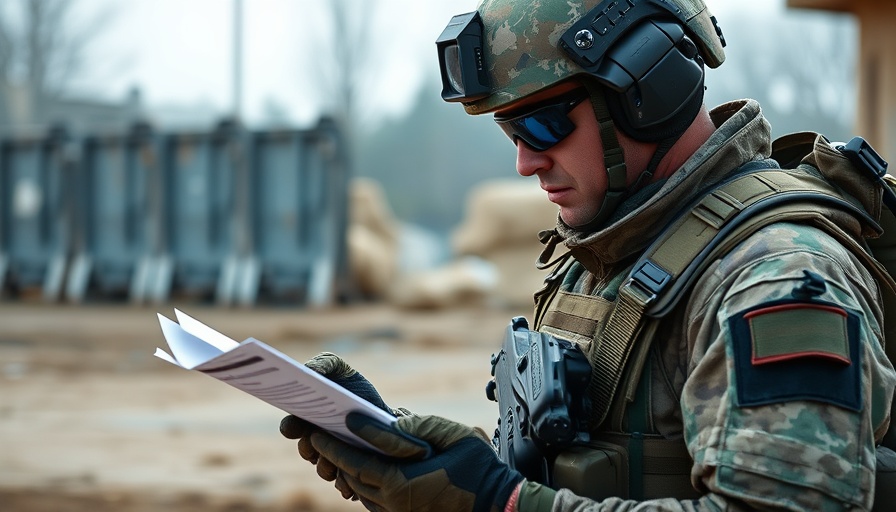 Soldier concentrating on documents at expert soldier badge competition.