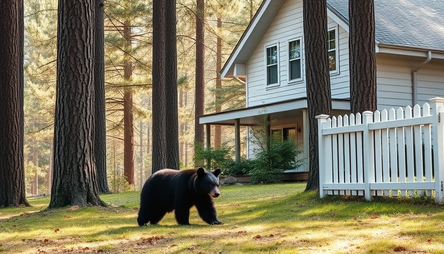 Bear near a house and fence with trees in Omaha.