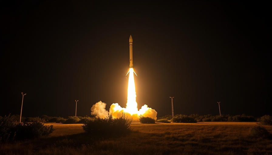 THAAD Missile Defense Program launch at night, streaking light.