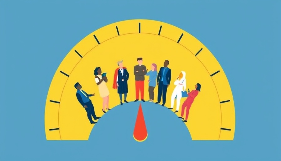 Illustration of morale gauge with diverse people, keeping morale up during a turnaround.