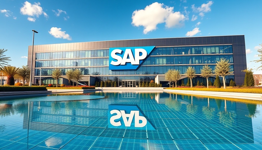 Modern office building with SAP logo showcasing talent management.