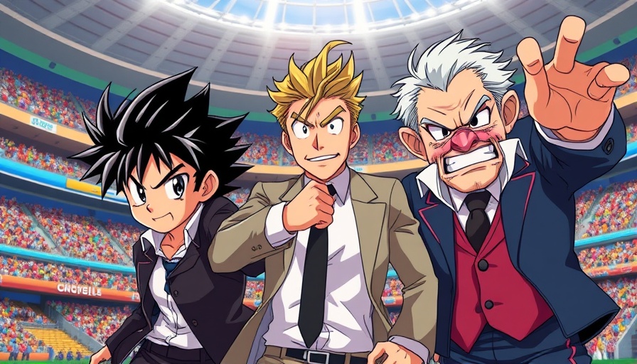 Anime characters showcasing competitive energy in a stadium for low latency internet for gaming.