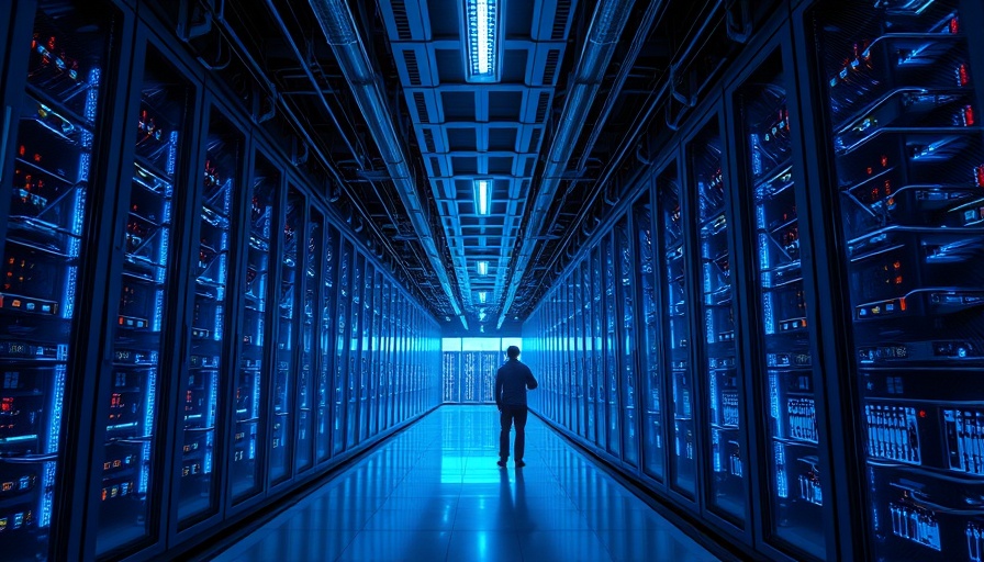 Futuristic data center illuminated by blue lights - ERG news 2025.