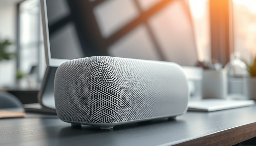 Sleek mesh system device on a modern office desk for home office network.