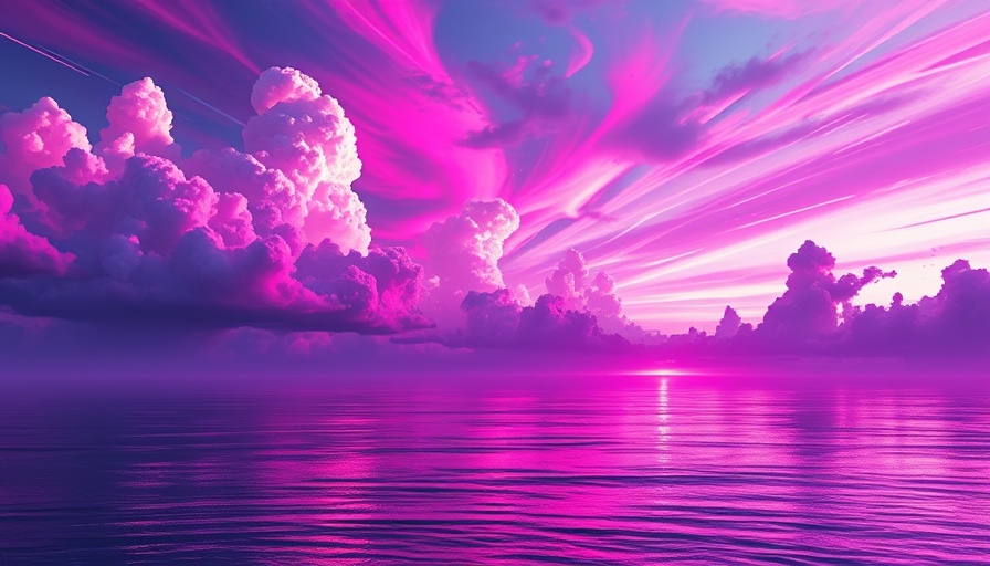 Futuristic digital landscape with vibrant purples and pinks