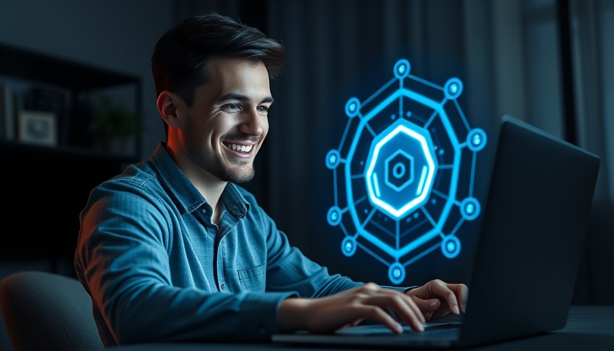 AI-powered academic agent assisting user on laptop in dim room.