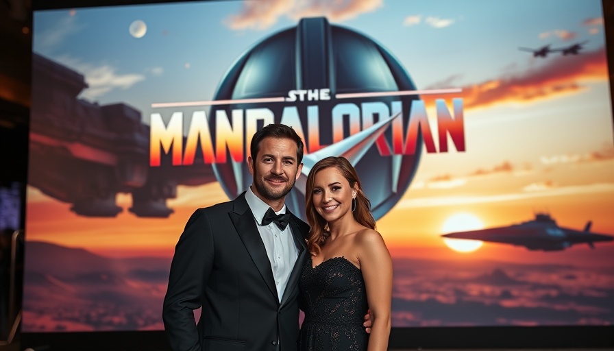 Disney settlement Gina Carano: smiling pair at sci-fi event backdrop.