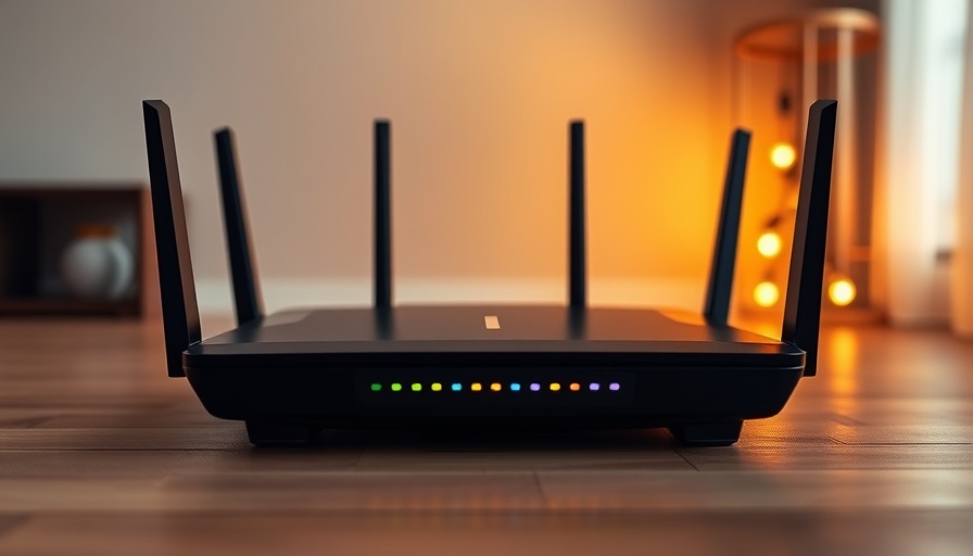 Wi-Fi performance tips illustrated with a black router and glowing LEDs.