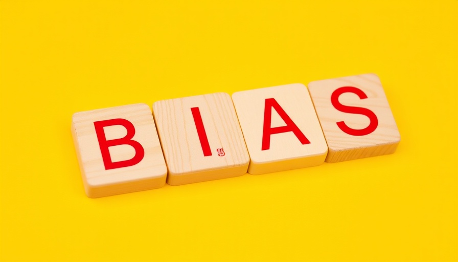 Wooden blocks spelling 'BIAS' on yellow background, HR compliance.