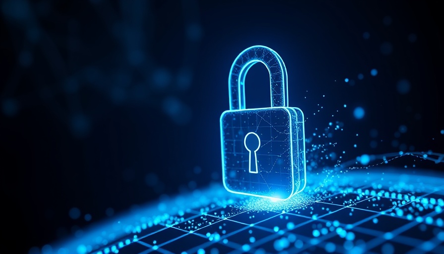 Digital lock symbol representing cybersecurity and data flow.