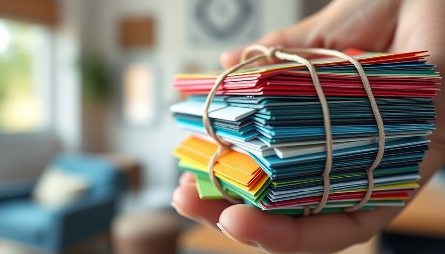 Colorful cards from Indiana State Fair lost and found, held in hand.