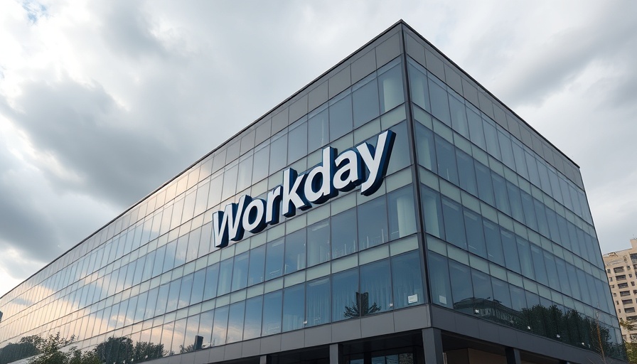 Corporate office with Workday logo, cloudy day, Workday social engineering attack