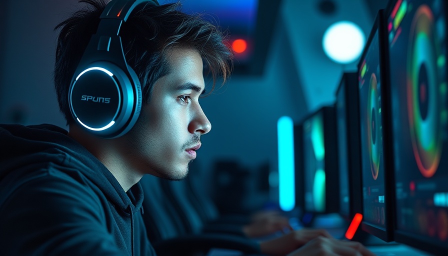 Focused gamer improving lag when gaming in dark room.