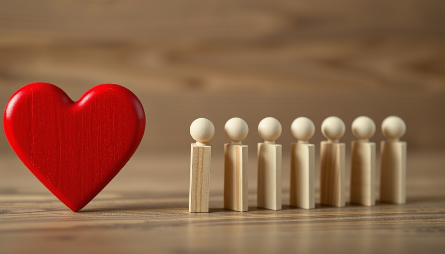 Symbolic red heart with wooden figures representing employee retention strategies.