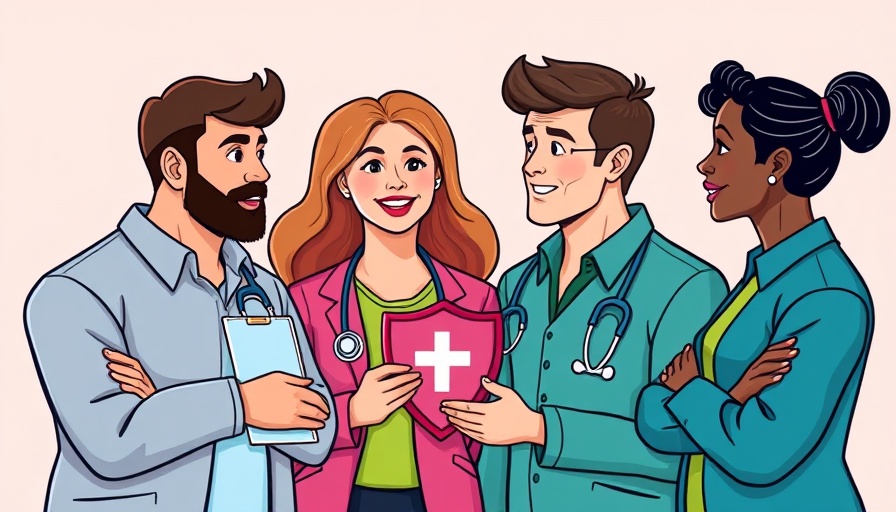Illustration of employees with health benefits abstract icons