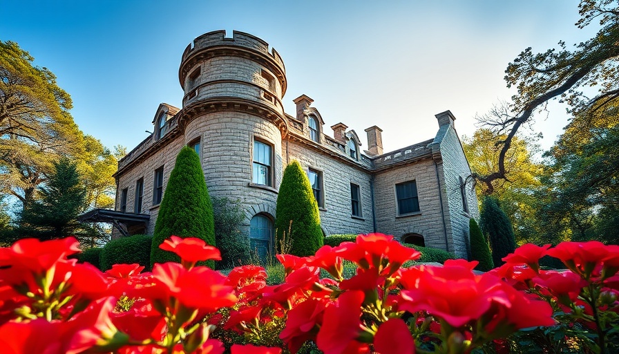 Historic North Omaha building with turret under blue sky.