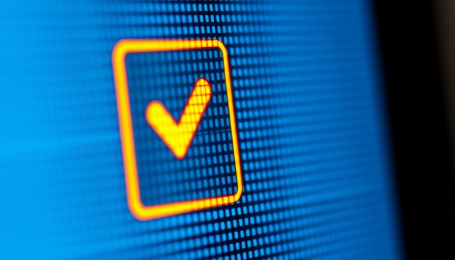 Close-up pixelated screen with checkmark, digital selection concept for Broadband ISP Market Competition.
