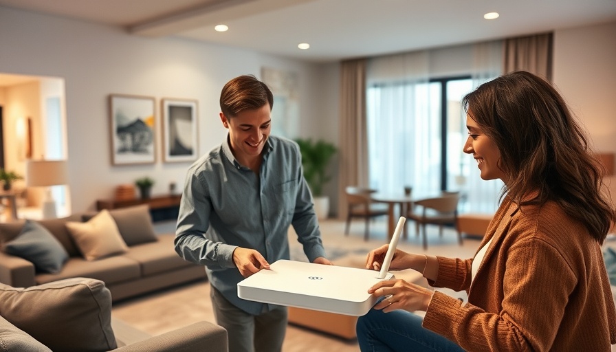 Modern home Wi-Fi setup in Omaha, sleek design with individuals.