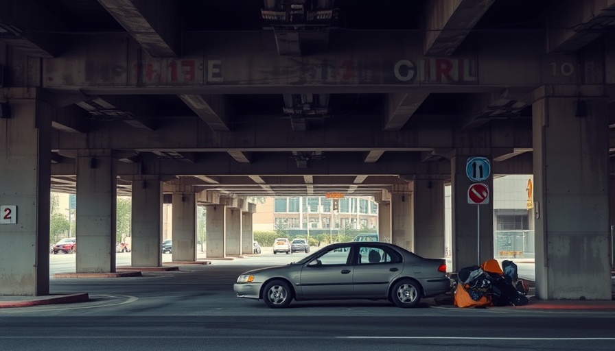 Underpass with parked car and homeless encampment, highlighting proposed Omaha ordinance on homeless encampments.