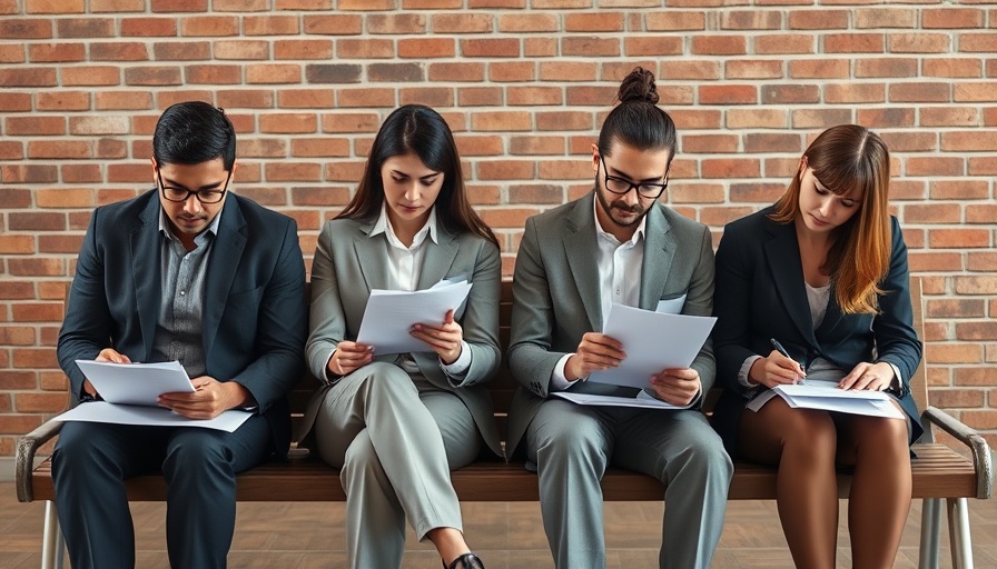 Business professionals complete paperwork reflecting increase in unemployment claims.