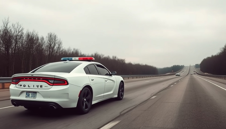 ISP traffic crackdown depicted with Indiana State Police car on highway.