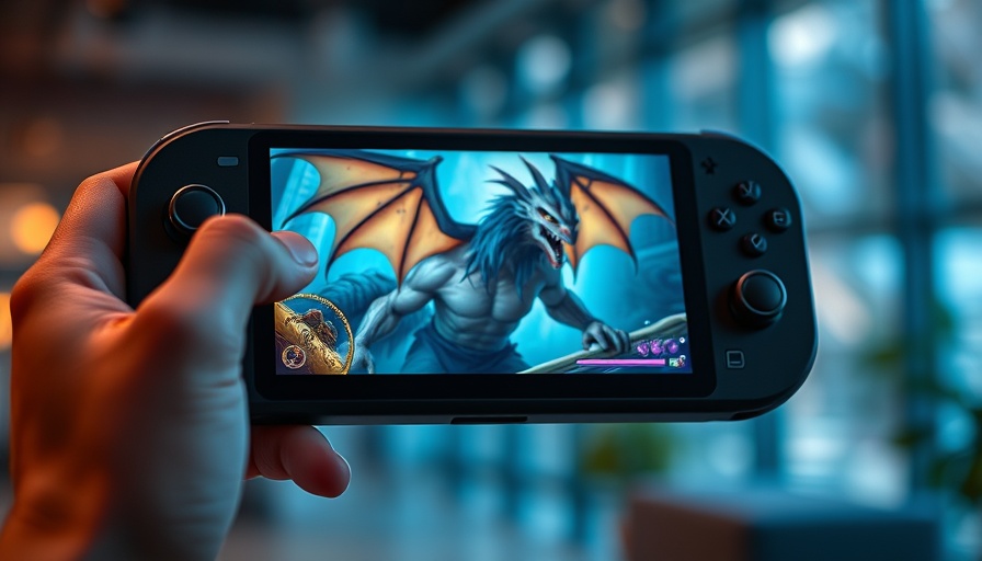 Handheld console displaying fantasy game, best switch 2 port.
