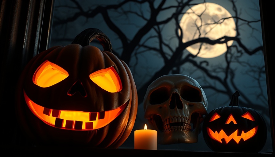Haunted Houses in Omaha: Eerie Halloween scene with jack-o'-lanterns.