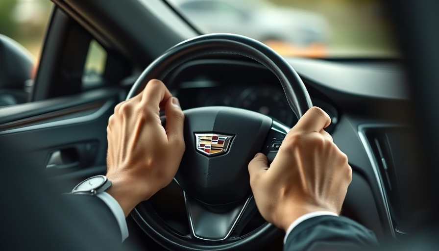 Close-up of driver's hands on steering wheel illustrating Iowa hands-free driving law.