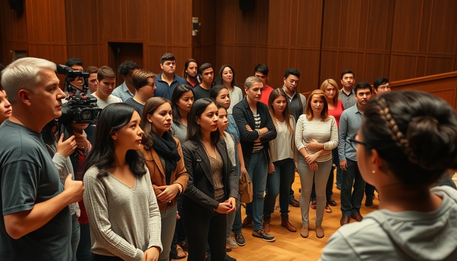 Diverse cast rehearsing in Omaha theater scene, engaging performance.