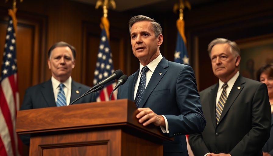 Valor in Action depicted as a confident speaker at a podium in a formal event.