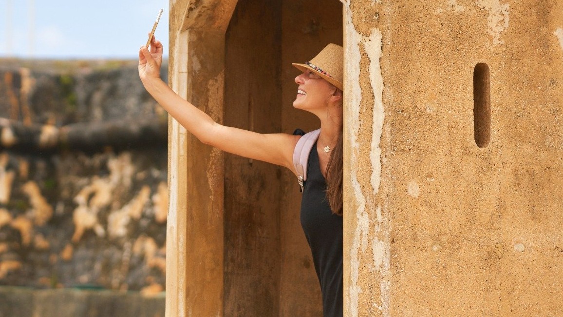 San Antonio outdoor activities: Woman exploring historic mission.