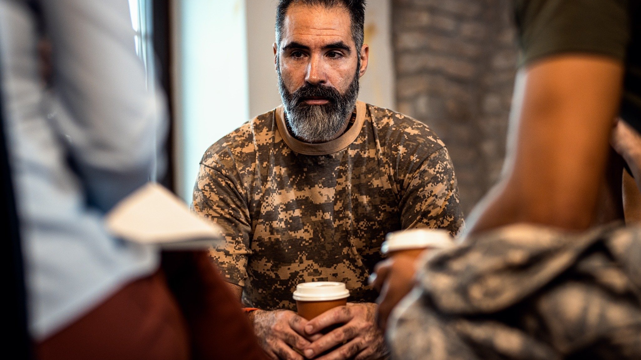 Military family resources San Antonio: Two men at veteran employment service center