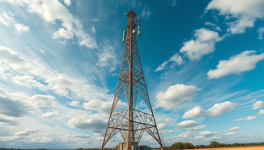 Communication tower under blue sky with clouds, Taliban Internet Shutdown.