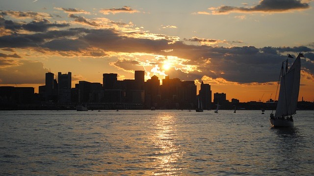 Scenic Boston bridge at sunset for best internet providers in Massachusetts.