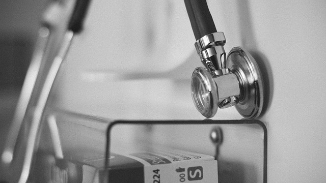 Futuristic depiction of AI and healthcare transformation with stethoscopes.