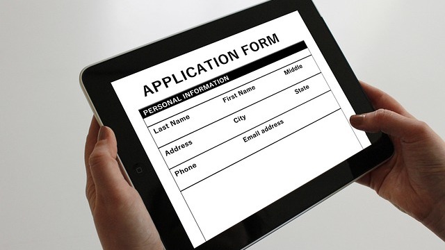 Professional job description template for recruiters on blue background.