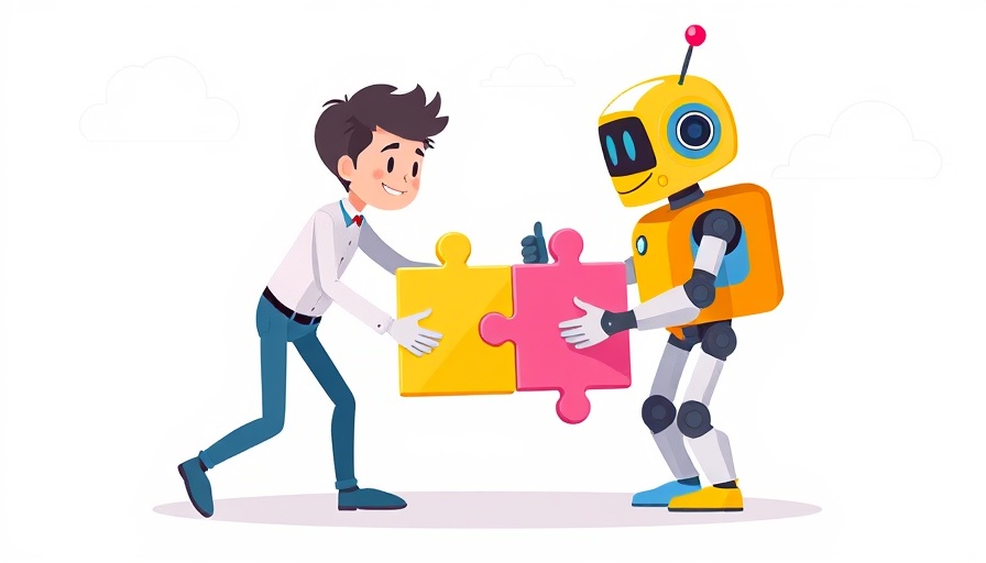Human and robot connecting puzzle pieces, illustrating trust in AI.