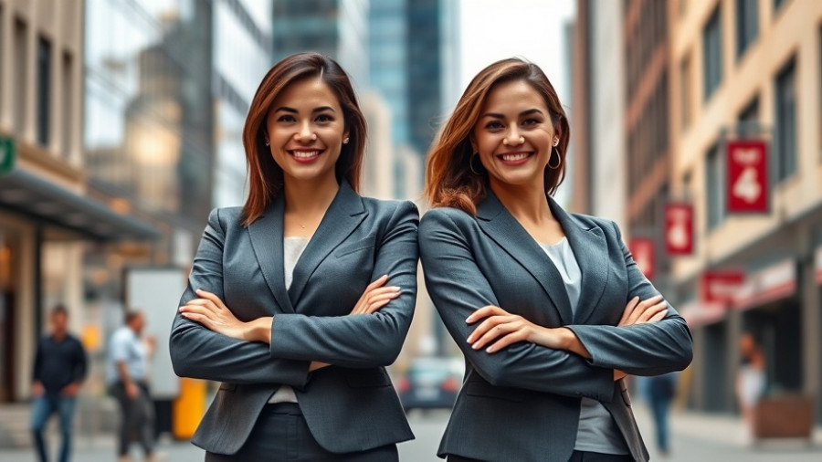 Confident women in urban setting, AI customer research platform.